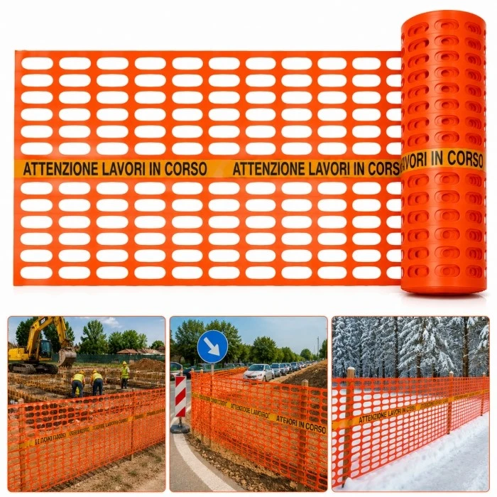 Orange Construction Fence with Warning Tape Orange Construction Fence with Warning Tape